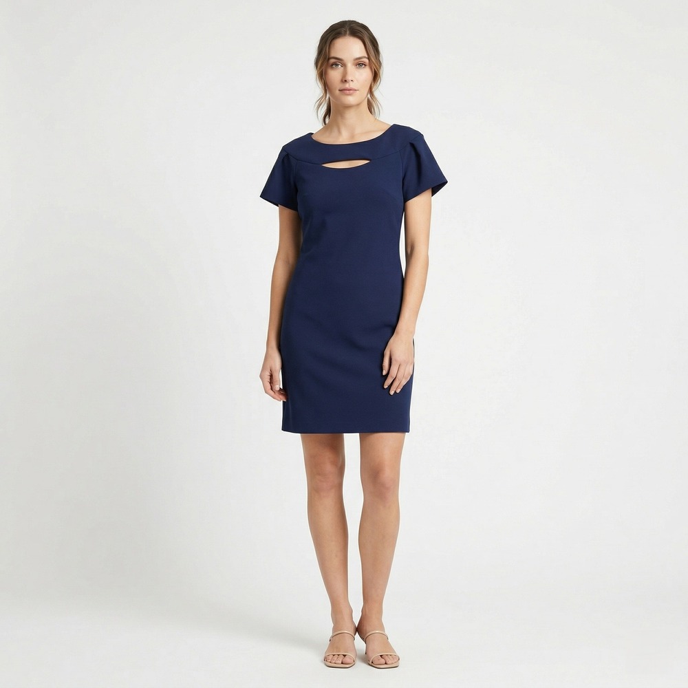 Laundry by Shelli Segal Women Dress 8 Navy Blue Cutout Shift